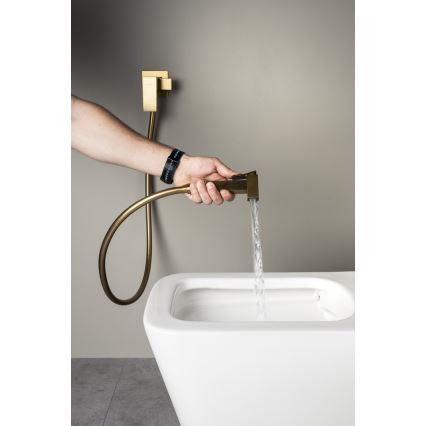 Sapho - Miscelatore per bidet CUBEMIX da incasso con doccetta, oro opaco