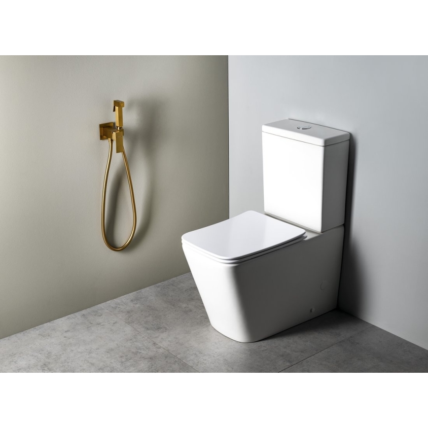Sapho - Miscelatore per bidet CUBEMIX da incasso con doccetta, oro opaco