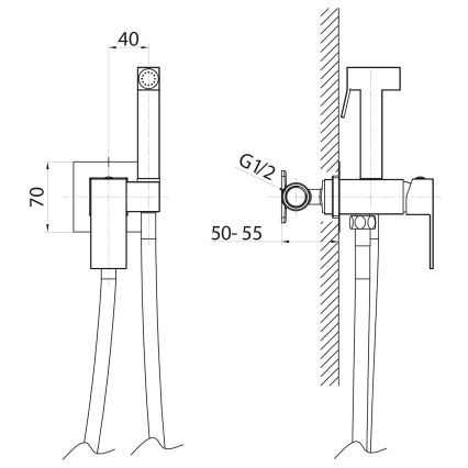 Sapho - Miscelatore per bidet CUBEMIX da incasso con doccetta, oro opaco