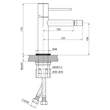 Sapho - Miscelatore per bidet SOLARIS nero opaco