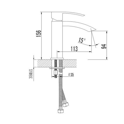 Sapho - Miscelatore per lavabo GINKO 15,6 cm nero opaco