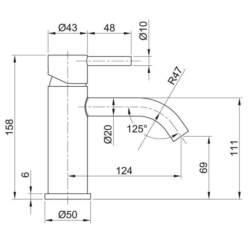Sapho - Miscelatore per lavabo MINIMAL 15,8 cm in acciaio inox