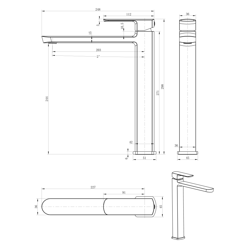 Sapho - Miscelatore per lavabo MIXONA 29,8 cm cromo lucido