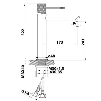 Sapho - Miscelatore per lavabo SOLARIS 32 cm nero opaco