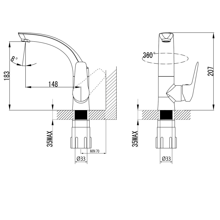 Sapho - Miscelatore per lavabo SOLITER 18 cm cromo lucido