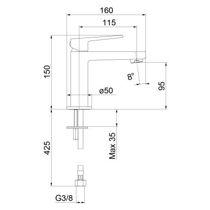 Sapho - Miscelatore per lavabo TURSI 15 cm nero opaco