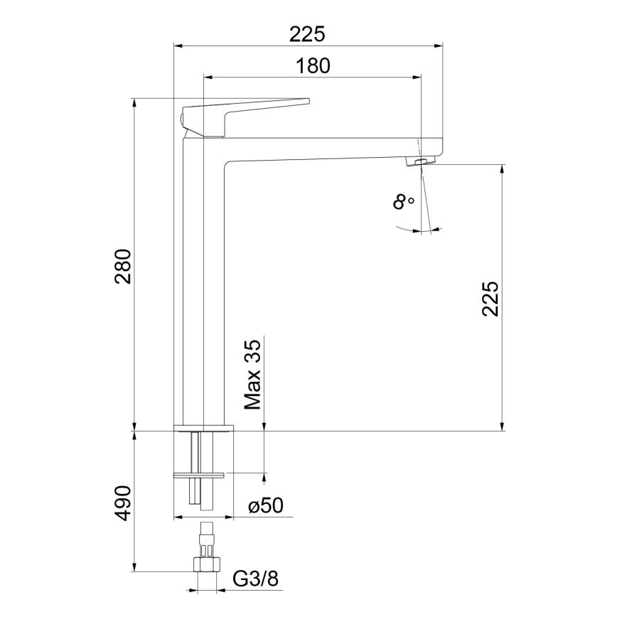 Sapho - Miscelatore per lavabo TURSI 28 cm cromo lucido