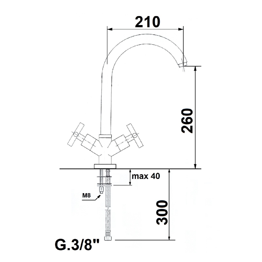 Sapho - Miscelatore per lavello AXIA, cromo lucido
