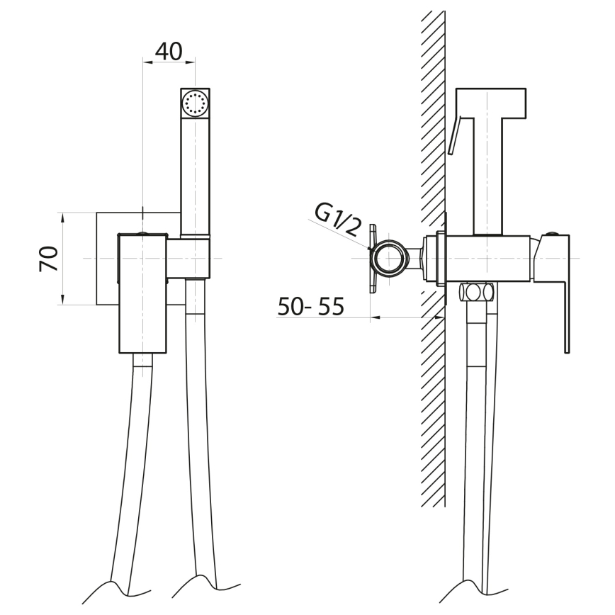 Sapho - Mitigeur pour bidet avec douchette hygiénique pour installation encastrée CUBEMIX doré mat