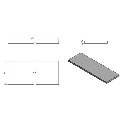 Sapho - Plan vasque AVICE 150x49,5 cm gris/ciment