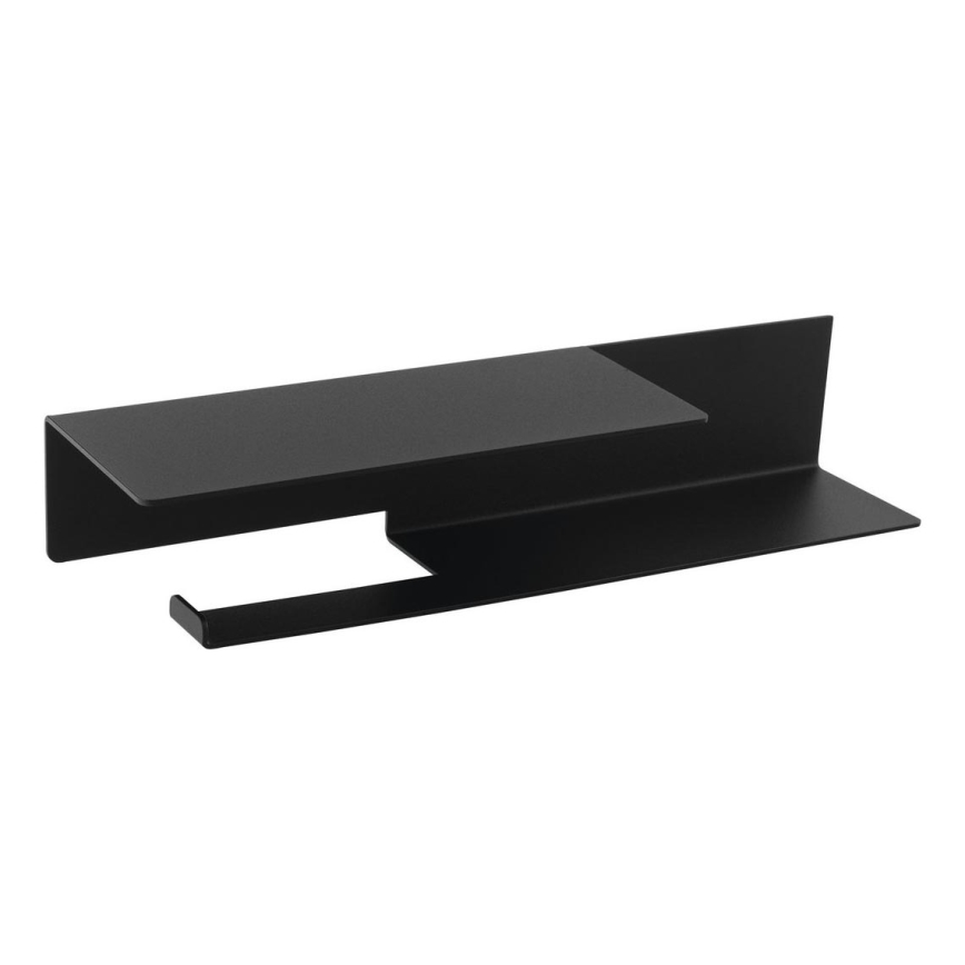 Sapho - Porta carta igienica con ripiano 9,5x35 cm nero opaco