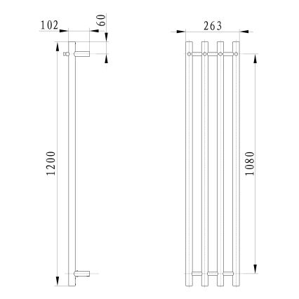 Sapho - Portasciugamani elettrico PAPINADO 85W/230V 120 cm cromo lucido destra