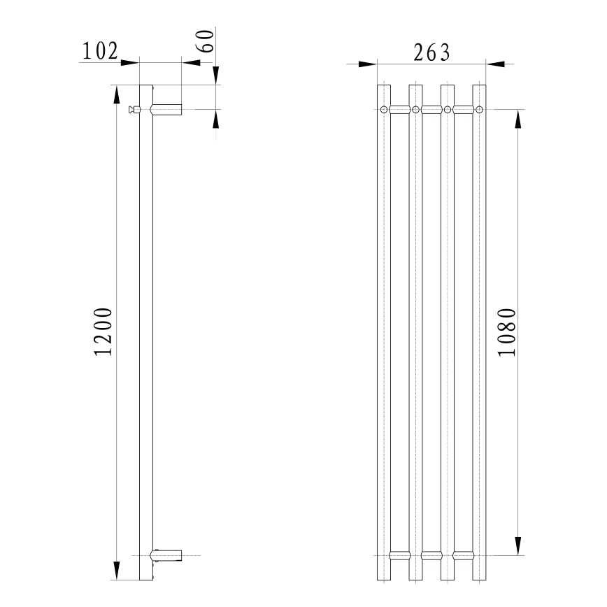 Sapho - Portasciugamani elettrico PAPINADO 85W/230V 120 cm cromo lucido destra