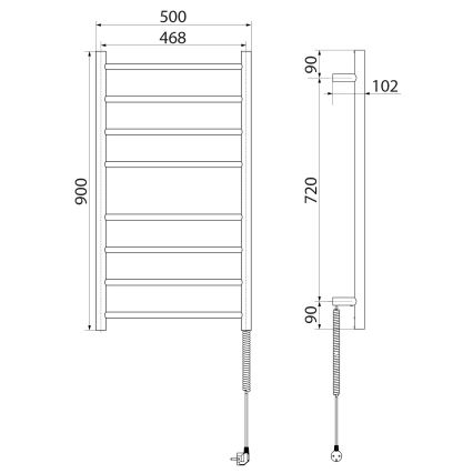 Sapho - Portasciugamani elettrico REDONDO 75W/230V 90 cm cromo lucido destra arrotondato