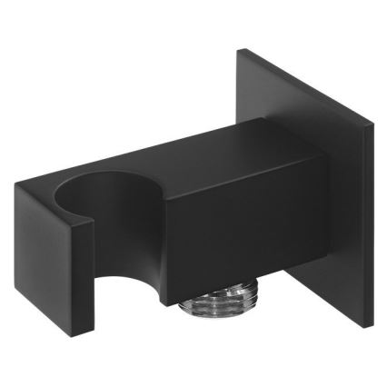 Sapho - Porte-douche fixe angulaire avec écoulement/mat noir