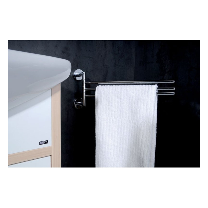 Sapho - Porte-serviettes mural pivotant X-ROUND 19,5x45 cm chromé brillant