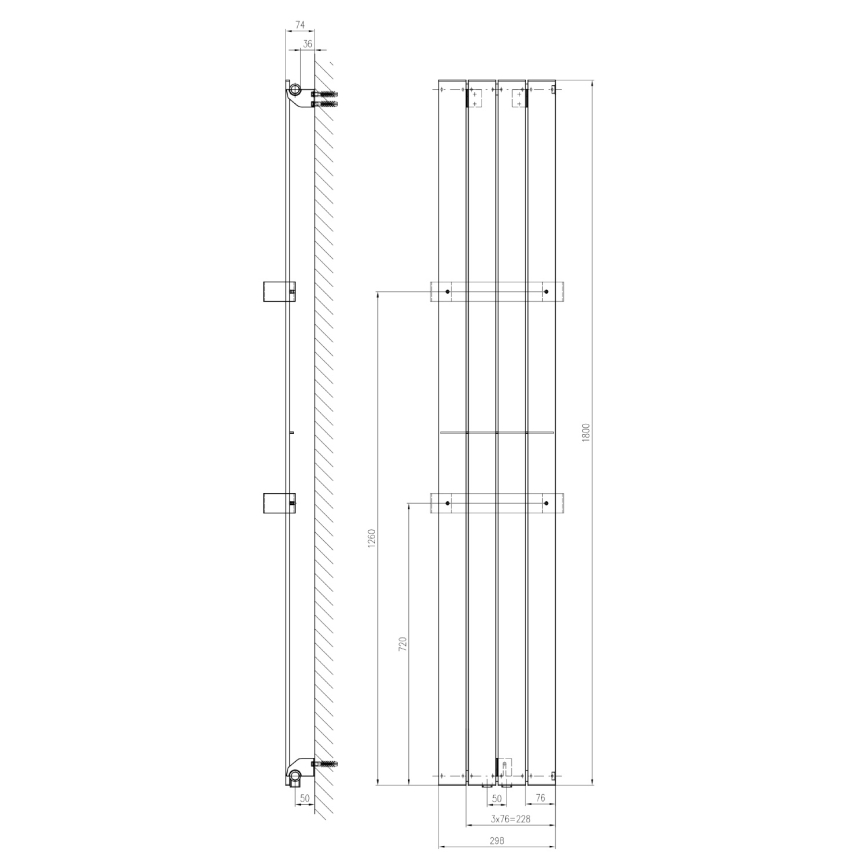 Sapho - Radiateur de salle de bains COLONNA 180x30 cm argenté