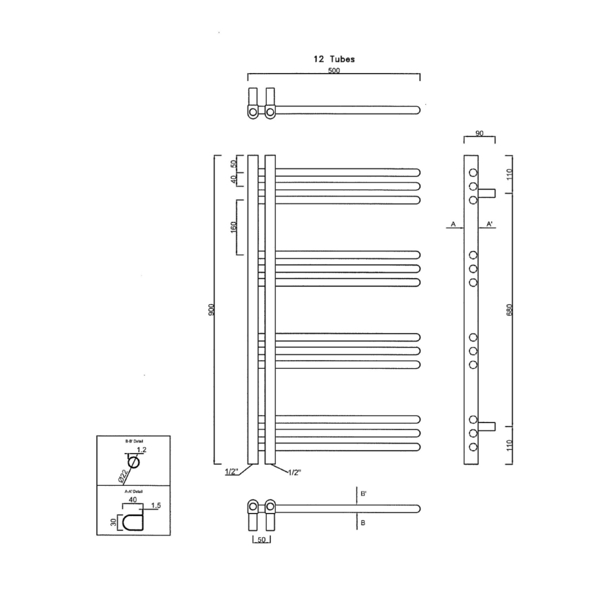 Sapho - Radiateur de salle de bains DORLION 90x50 cm chrome brillant