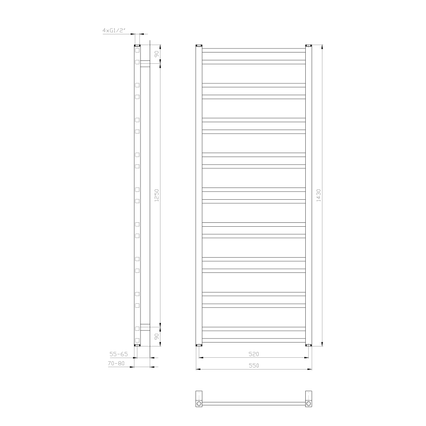 Sapho - Radiateur de salle de bains METRO DOS 143 x 55 cm blanc mat