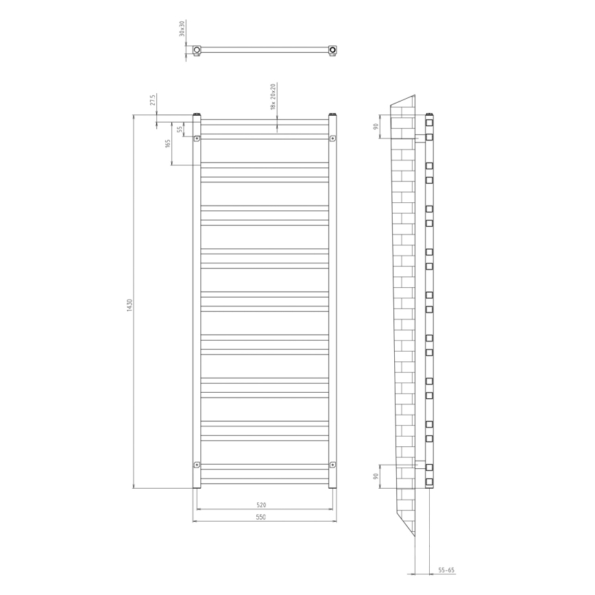 Sapho - Radiateur de salle de bains METRO DOS 143x55 cm chromé brillant