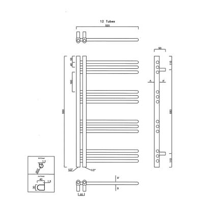 Sapho - Radiateur sèche-serviettes DORLION 361W/230V 50x90 cm blanc
