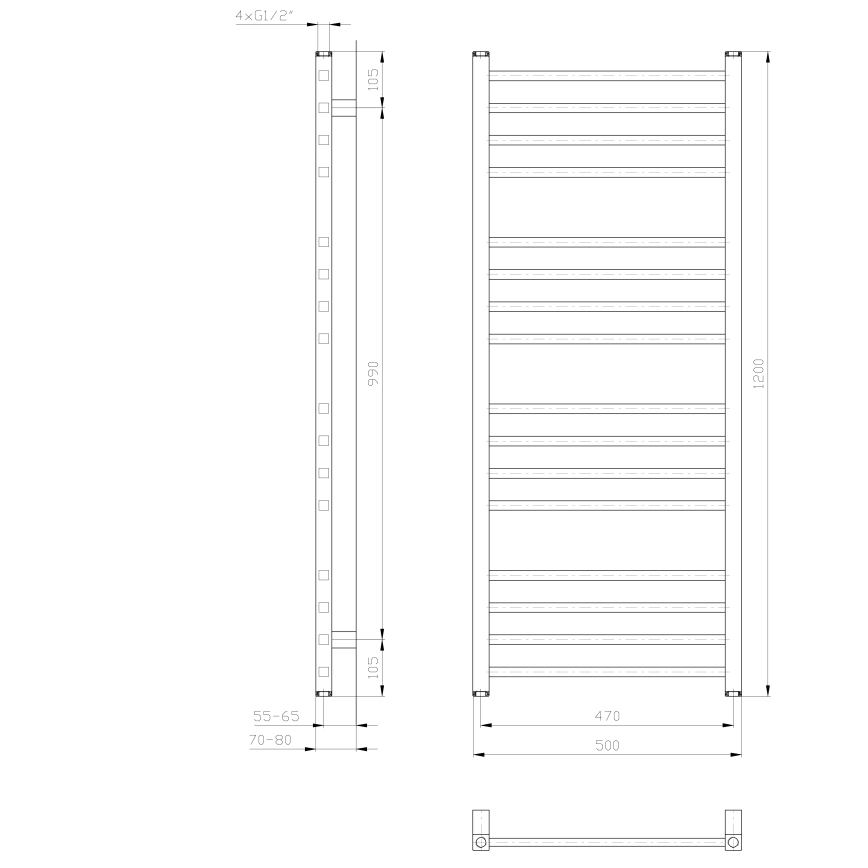 Sapho - Radiatore da bagno METRO 120x50 cm bianco