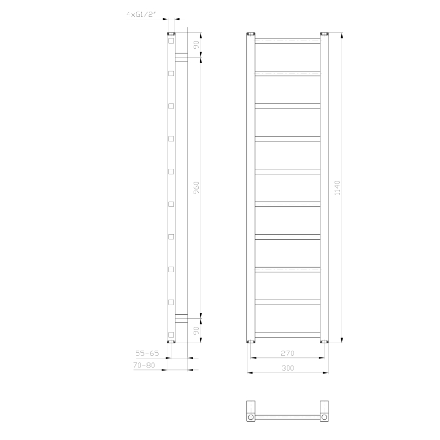 Sapho - Radiatore da bagno METRO LIGHT 114x30 cm cromo lucido