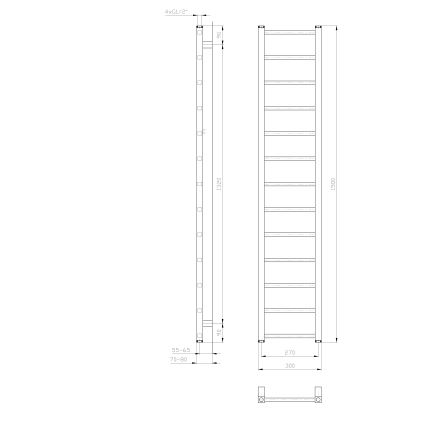 Sapho - Radiatore da bagno METRO LIGHT 150x30 cm bianco