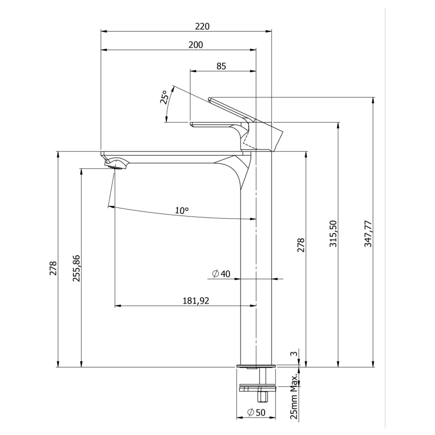 Sapho - Robinet de lavabo PAX 31,5 cm mat noir
