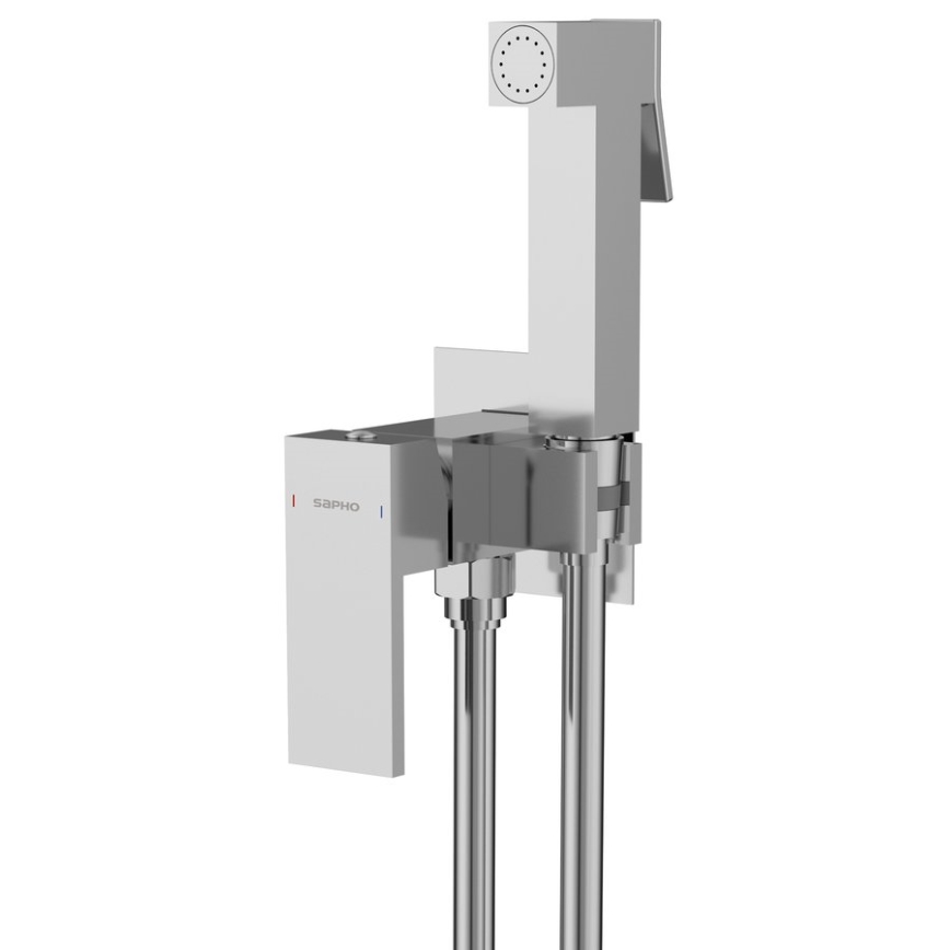 Sapho - Rubinetto per bidet con doccia da incasso CUBEMIX quadrato/cromo lucido