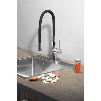 Sapho - Rubinetto per lavello con braccio flessible SILI nero/ottone