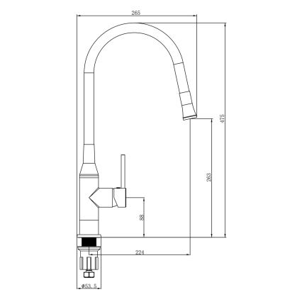 Sapho - Rubinetto per lavello con braccio flessible SILI nero/ottone