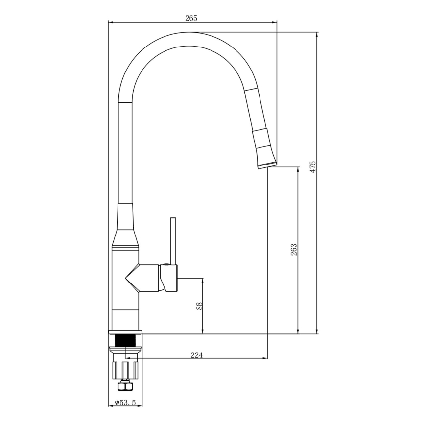 Sapho - Rubinetto per lavello con braccio flessible SILI nero/ottone