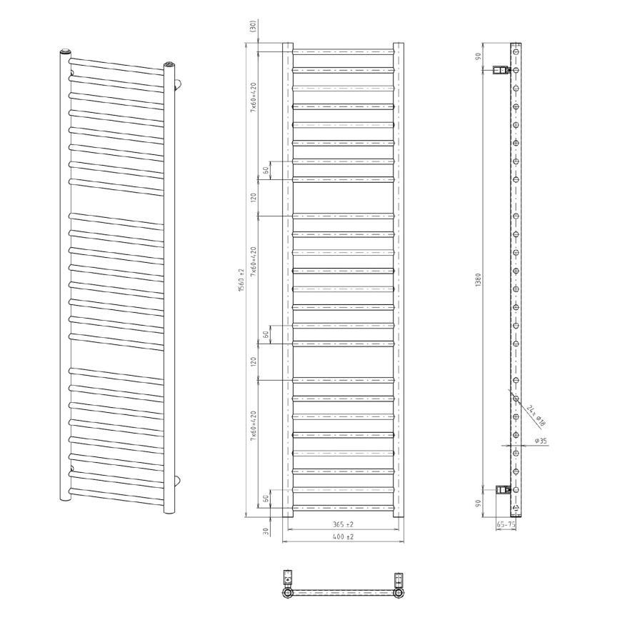 Sapho - Scaldasalviette DINA 156x40 cm bianco