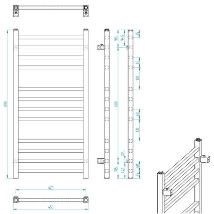 Sapho - Scaldasalviette METRO 89x45 cm cromato lucido