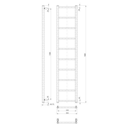 Sapho - Scaldasalviette per bagno DINA 334W 35x168 cm nero opaco