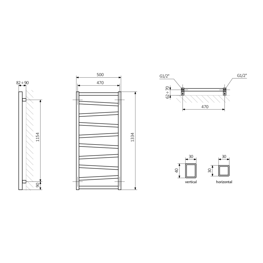 Sapho - Scaldasalviette ZIG 133x50 cm bianco
