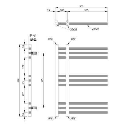 Sapho - Sèche-serviettes MAGDALENA 241W/230V 50x69 cm chrome brillant