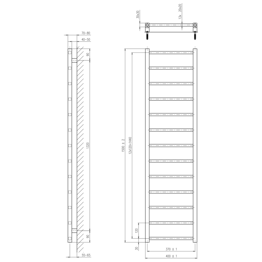 Sapho - Sèche-serviettes METRO LIGHT 150x40 cm chromé brillant