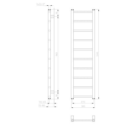 Sapho - Sèche-serviettes METRO LIGHT 211W 30x114 cm blanc