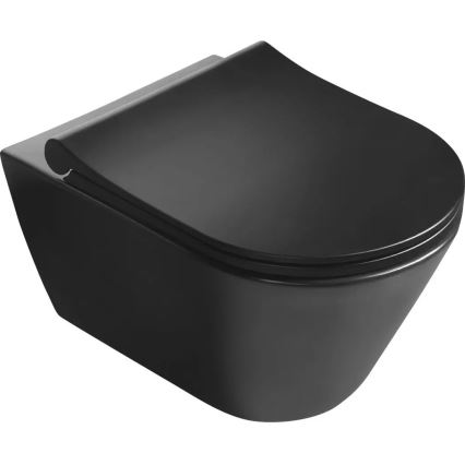 Sapho - Sedile per WC SoftClose AVVA SLIM nero opaco