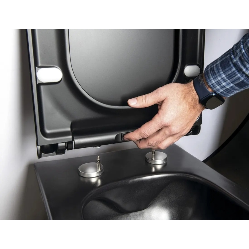 Sapho - Sedile per WC SoftClose AVVA SLIM nero opaco