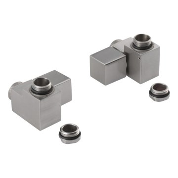 Sapho - Set di raccordo per valvole angolari CUBE COMBI, 2 pezzi, per lato destro, finitura opaca in acciaio inox