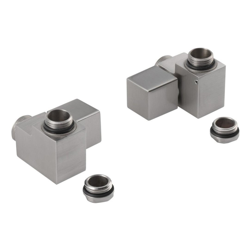 Sapho - Set di raccordo per valvole angolari CUBE COMBI, 2 pezzi, per lato destro, finitura opaca in acciaio inox