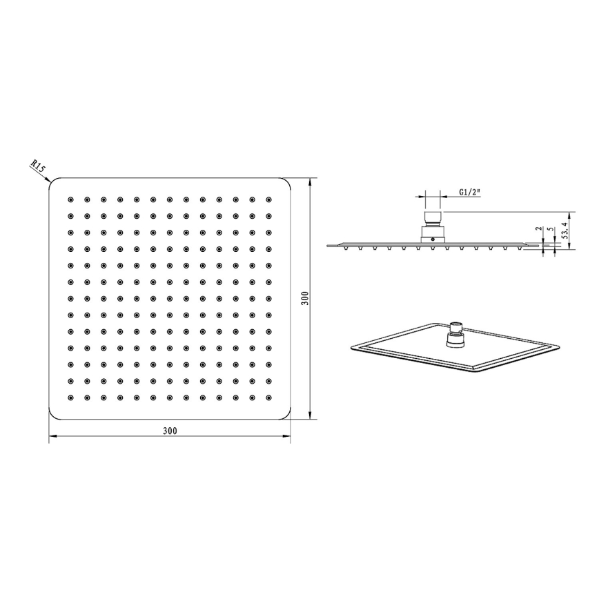 Sapho - Soffione doccia SLIM 30x30 cm lucido acciaio inossidabile
