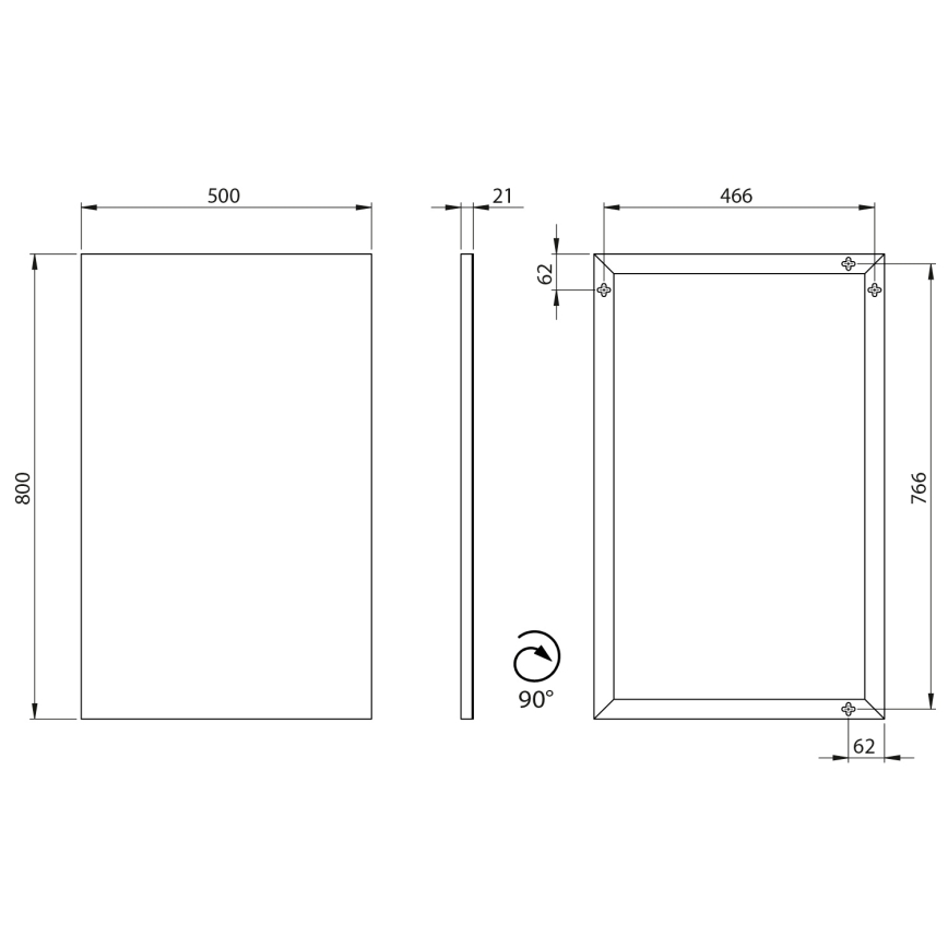 Sapho - Specchio incorniciato AROWANA 50x80, nero opaco