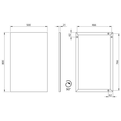 Sapho - Spiegel im Rahmen AROWANA 50x80 matt-schwarz