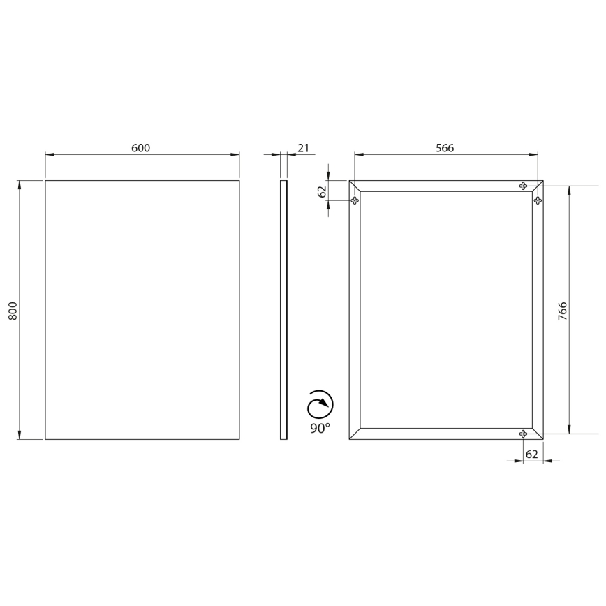 Sapho - Spiegel im Rahmen AROWANA 60x80 cm matt schwarz