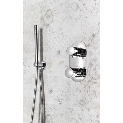 Sapho - Support de douche fixe rond avec écoulement/chrome brillant