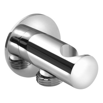 Sapho - Supporto doccia fisso rotondo con uscita/cromo lucido